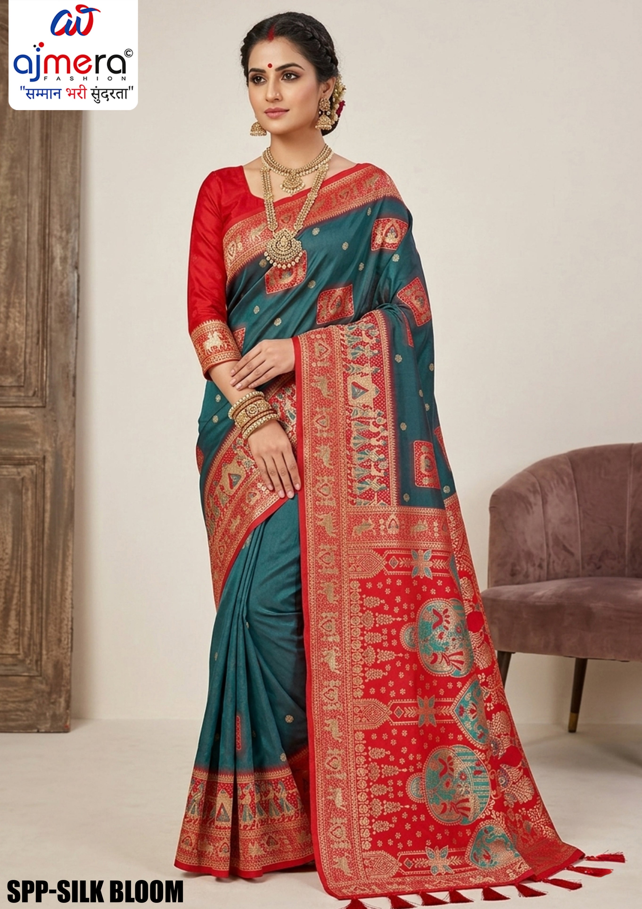 Ethnic Elegance Jacquard Silk Saree With Blouse Piece | SPP-SILK BLOOM