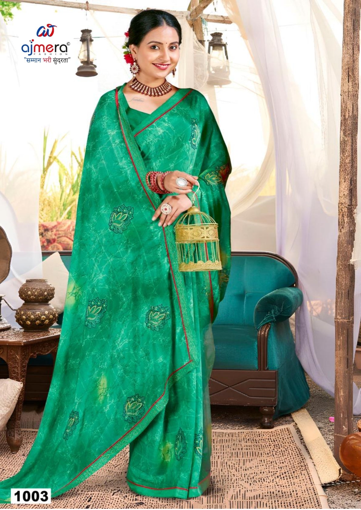 Elegant Printed Saree with Designer Blouse Piece for Festive Wear | PRM-SONA GIRL