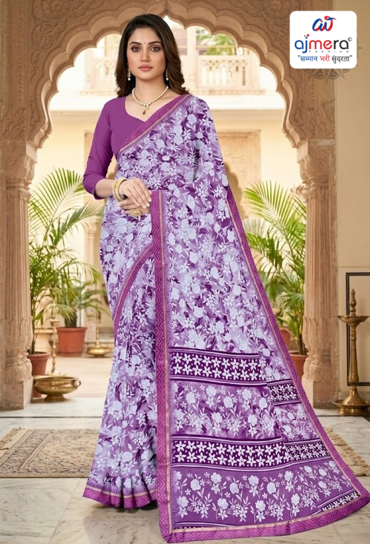 Reniyal Print Loose Saree with Blouse for Premium Ethnic and Traditional Wear | CAS-RAJ BHOG