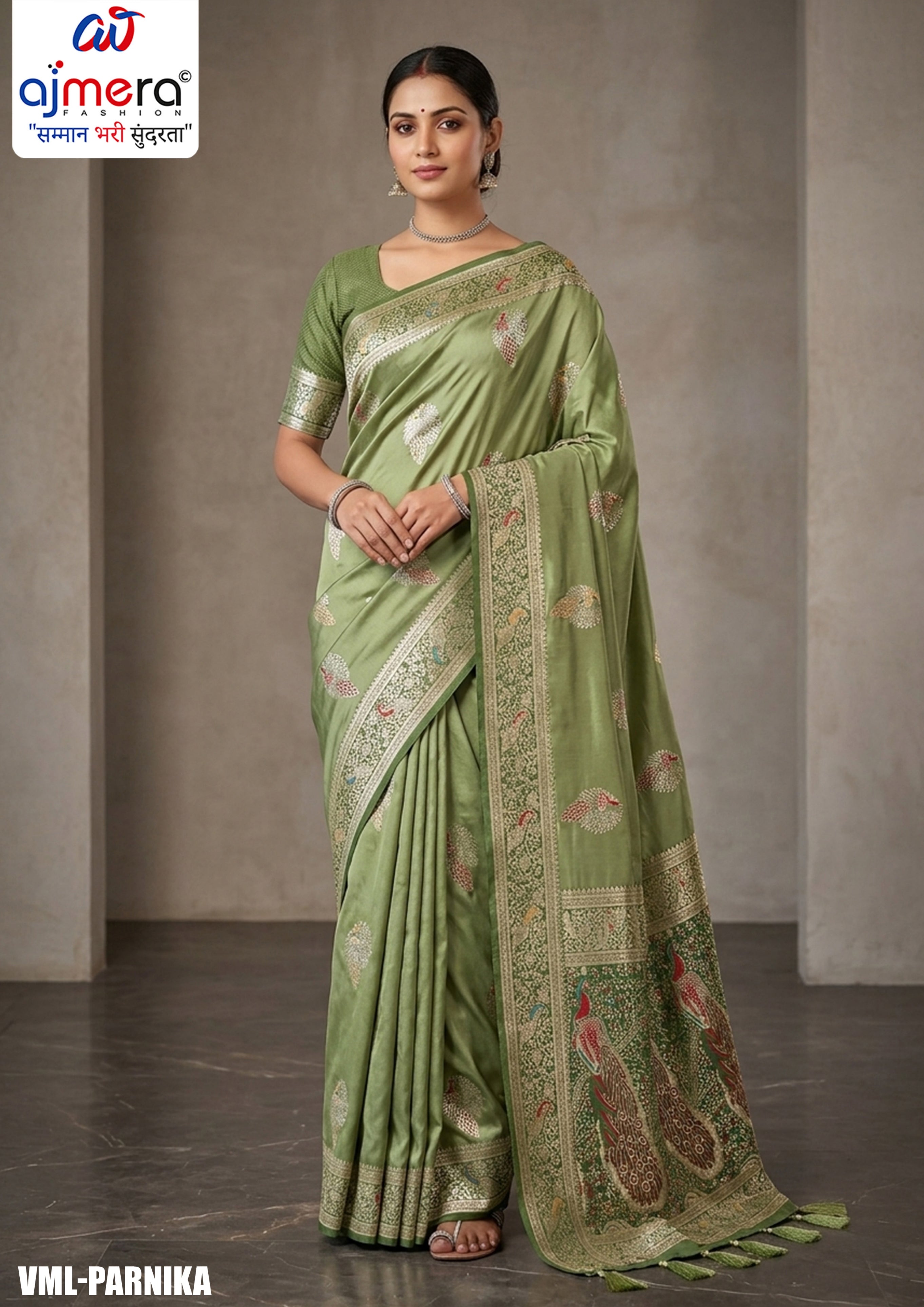 Grand Jacquard Silk Saree With Blouse Piece | VML-PARNIKA