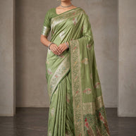 Grand Jacquard Silk Saree With Blouse Piece | VML-PARNIKA