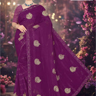 Embroidery Dyed Matching Saree with Blouse Piece for Premium Ethnic and Traditional Wear | VKM-TESLA