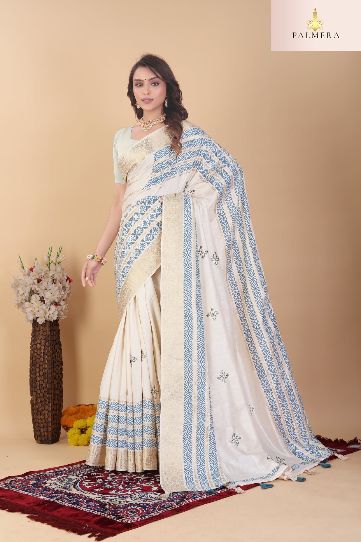Apricot Linen Saree with Blouse for Premium Ethnic and Designer Wear | ALL-APRICOT-331