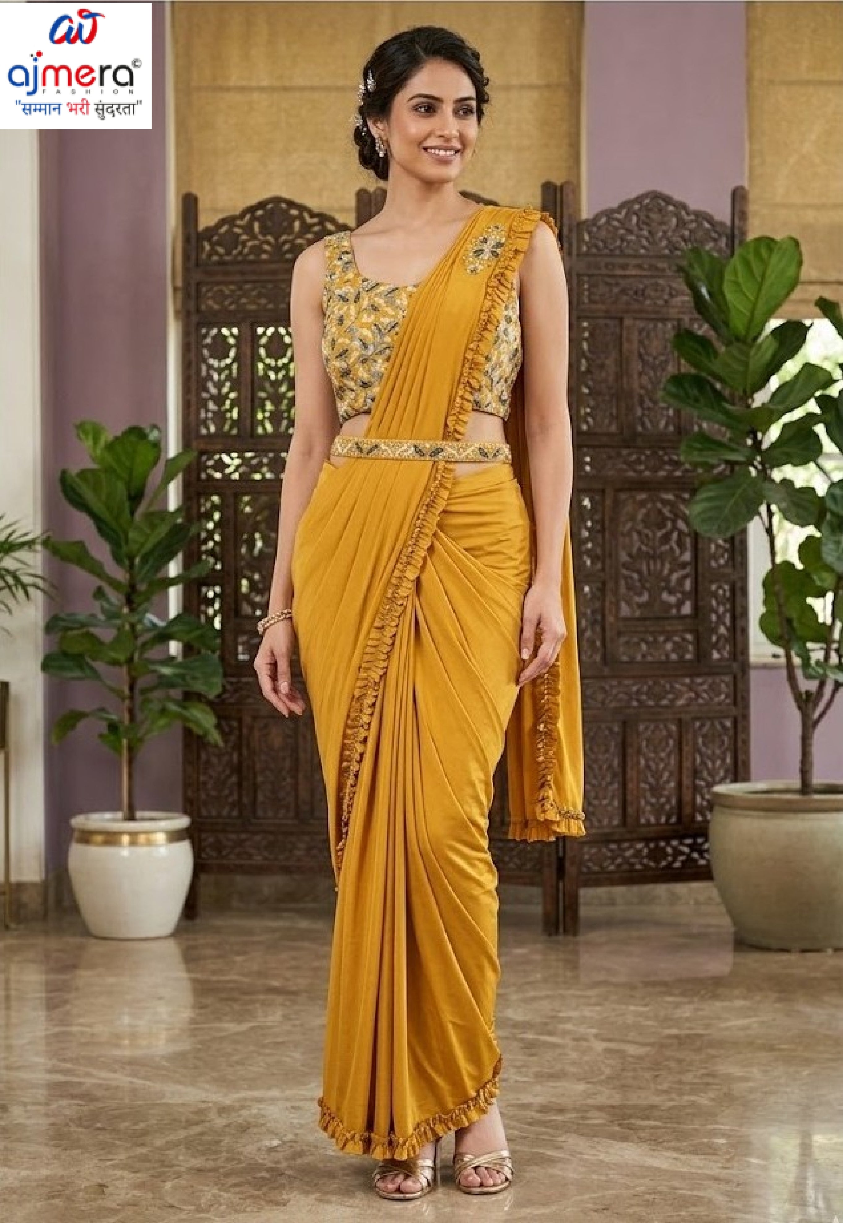 Elegant Designer Lycra Gown with Blouse for Women | ATZ-101995