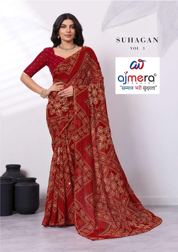Contemporary Printed Saree with Blouse Piece for Premium Wear | RMF-SUHAGAN VOL-3