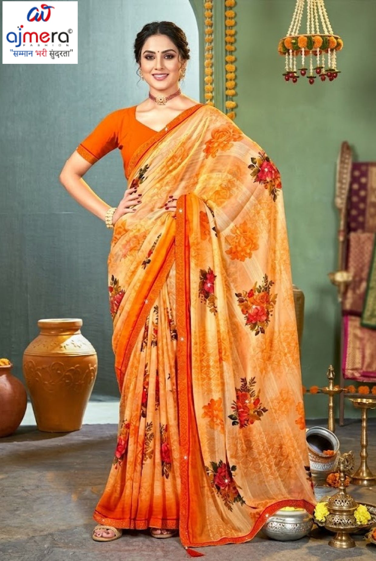 Trendy Printed Saree with Blouse Piece for Women’s Ethnic Wardrobe | PRM-PINK GIRL