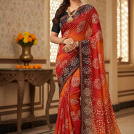 Fancy Print Loose Saree with Blouse for Premium Ethnic and Traditional Wear | BMS-OM SHANTI