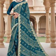 Trendy Printed Saree with Blouse Piece for Women’s Ethnic Wardrobe  | TD-KARVA CHAUTH