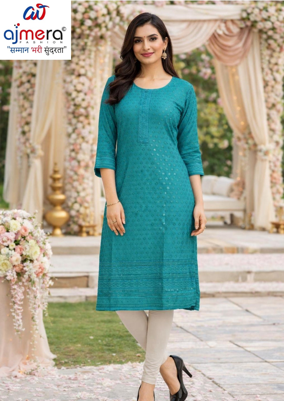 Plus Size Embroidered Kurti for Women | SHP-CHICKEN SEQUENCE WORK BIG