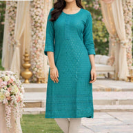 Plus Size Embroidered Kurti for Women | SHP-CHICKEN SEQUENCE WORK BIG