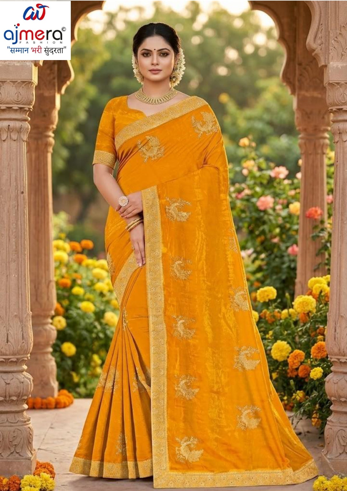 Satin Dyed Matching Saree with Blouse Piece for Premium Ethnic and Traditional Wear | VKM-APPLE