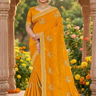 Satin Dyed Matching Saree with Blouse Piece for Premium Ethnic and Traditional Wear | VKM-APPLE