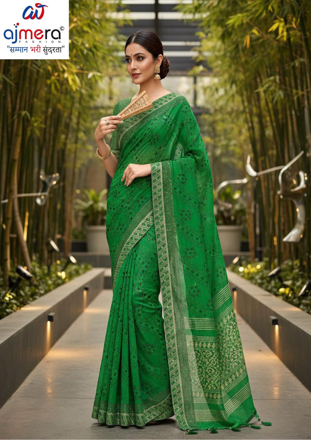 Reniyal Print Loose Saree without Blouse for Premium Ethnic and Traditional Wear | CAS-SONPARI GOLD