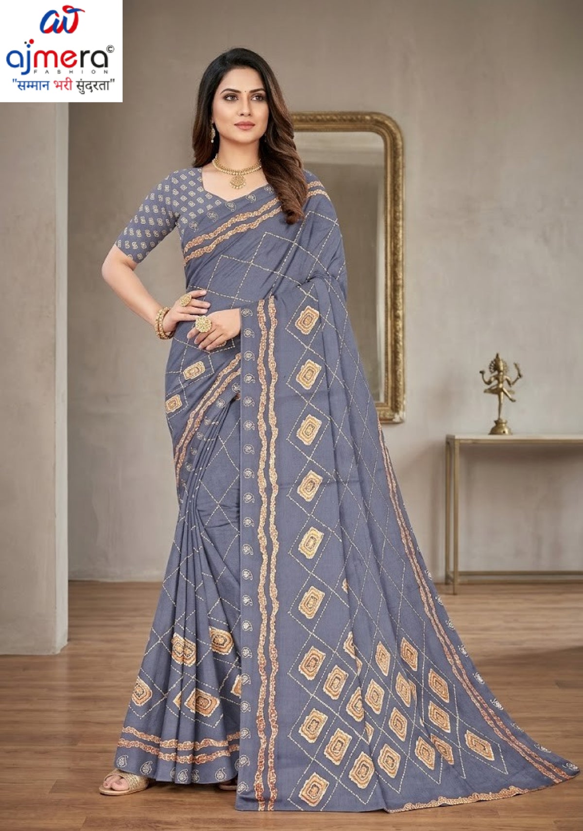 Exclusive Printed Saree with Blouse Piece for Elegant Ethnic Look | GLC-ITALIAN CRAPE