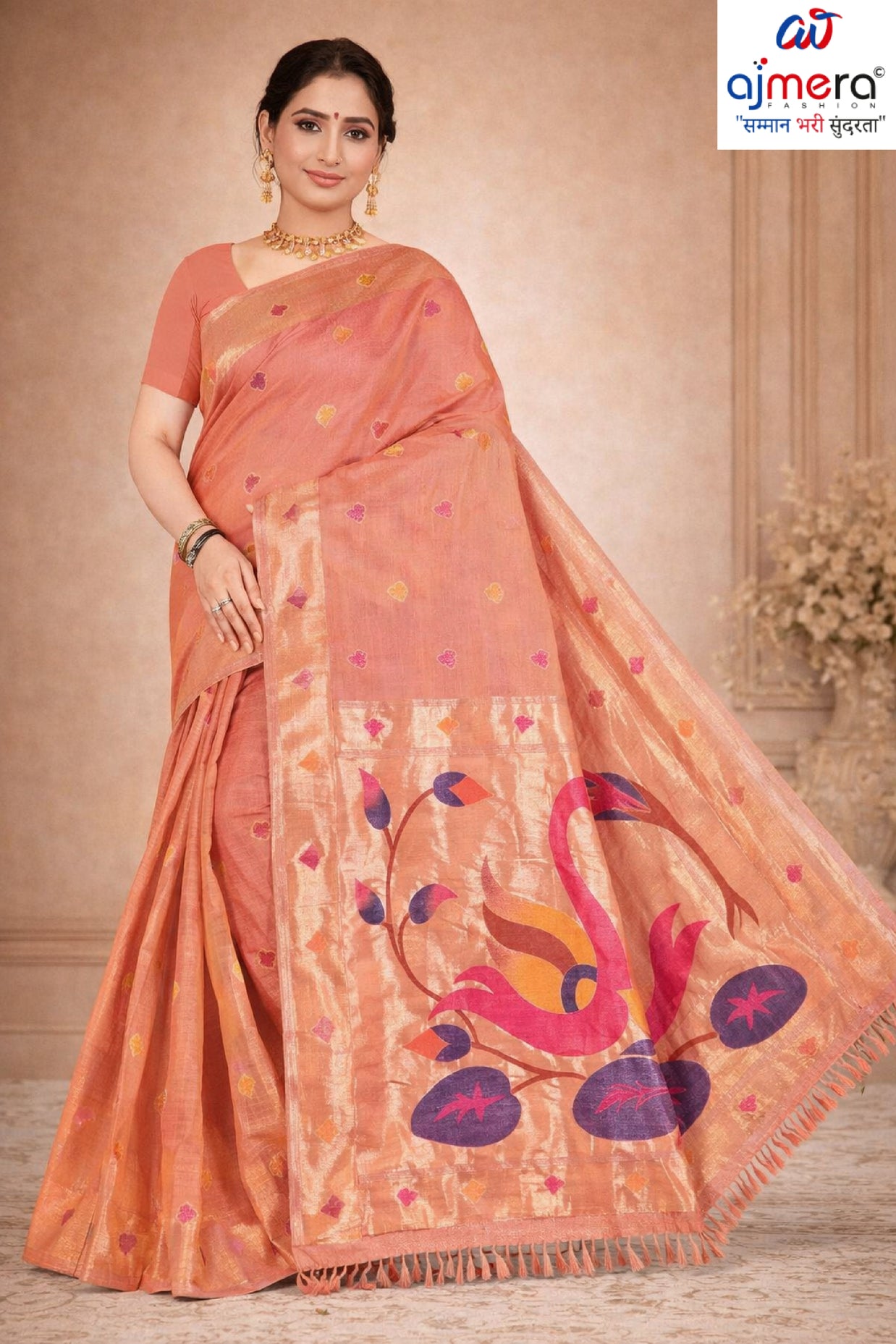 Contemporary Rapier Silk Matching Saree With Blouse Piece | DBU-GAHNA COTTON