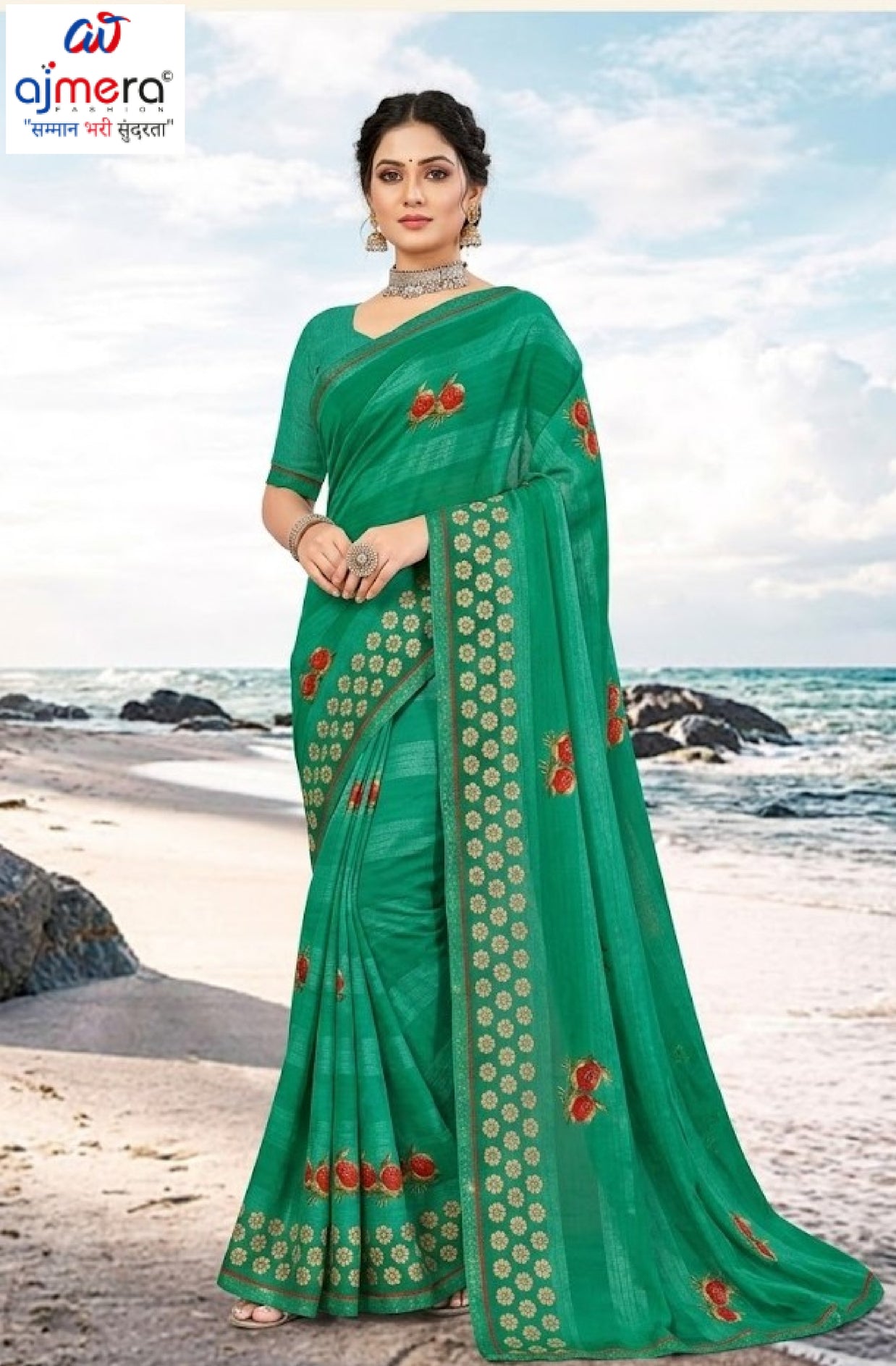 Premium Printed Saree with Matching Blouse Piece for Ethnic Elegance | PRM-TWO GULAB