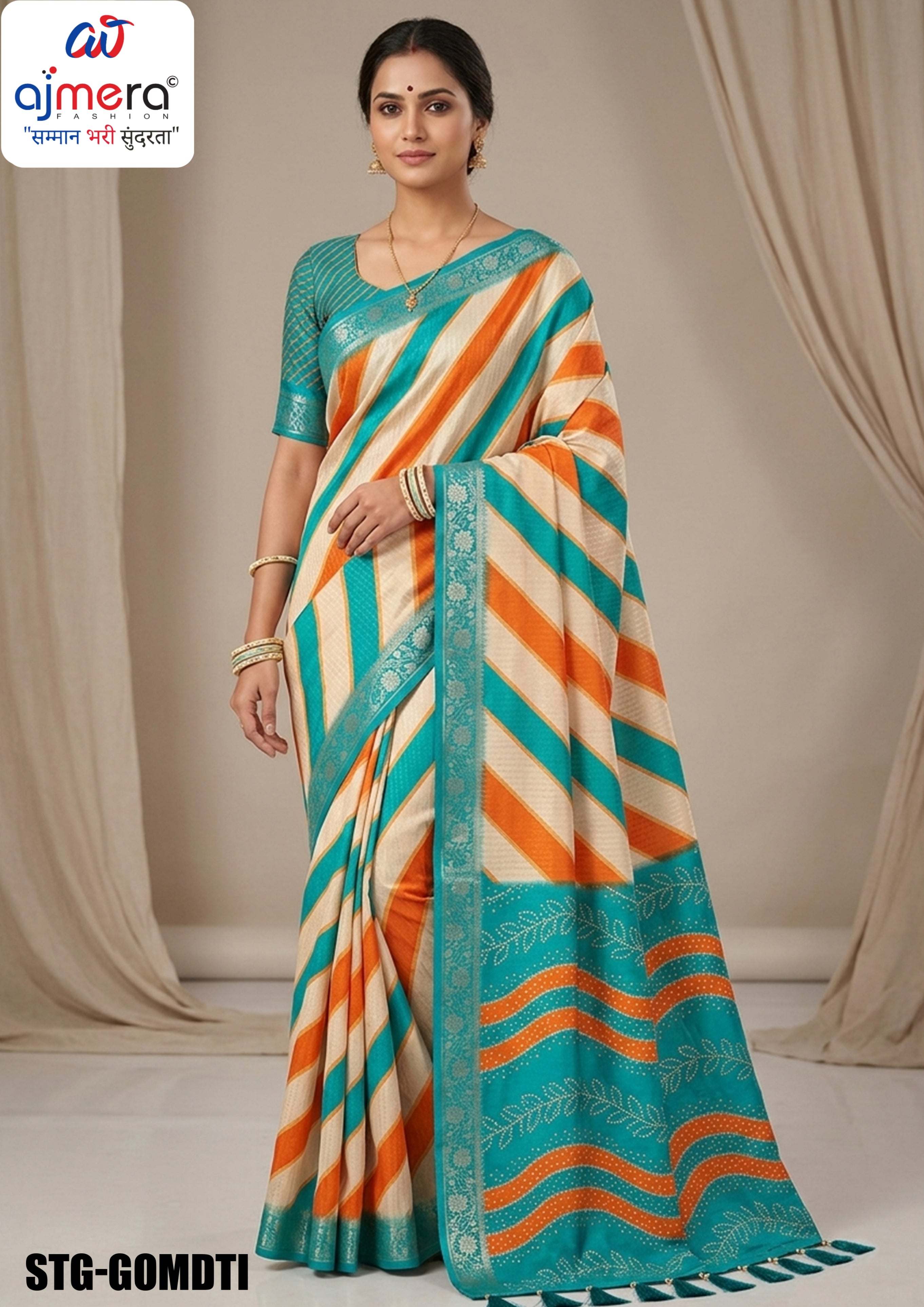 Digital Printed Saree with Blouse Piece for Premium Ethnic and Traditional Wear | STG-GOMDTI