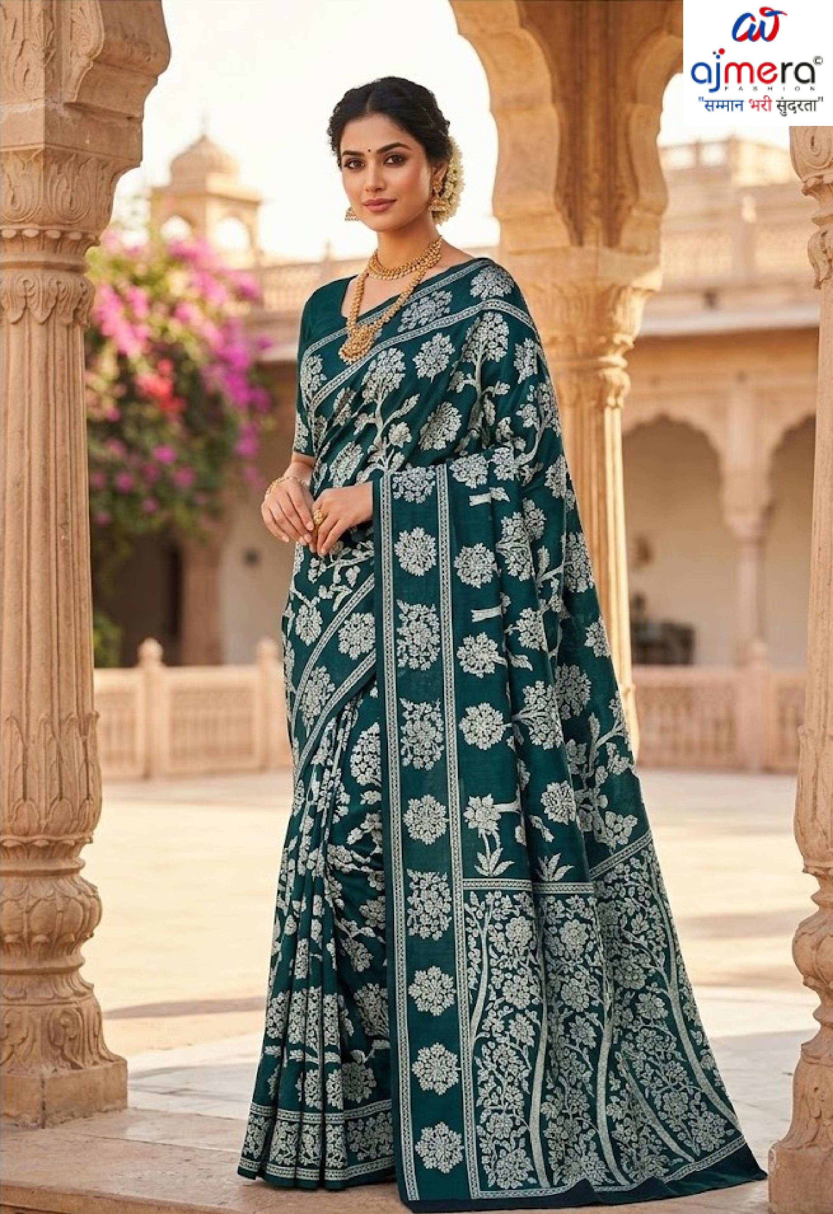 Classic Printed Saree with Blouse Piece for Timeless Traditional Style  | SSR-CALVIN