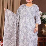 Designer Cotton Kurti Set for Women | JNF-COTTON HANDWORK 3PCS