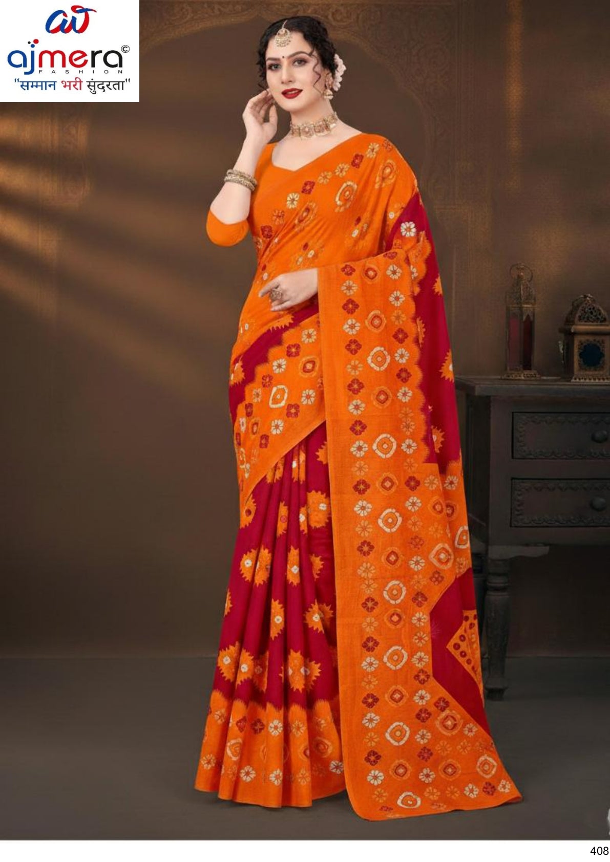 Designer Cotton Saree with Without Blouse for Premium Ethnic and Traditional Wear | TES-RED GOLD