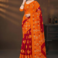 Designer Cotton Saree with Without Blouse for Premium Ethnic and Traditional Wear | TES-RED GOLD
