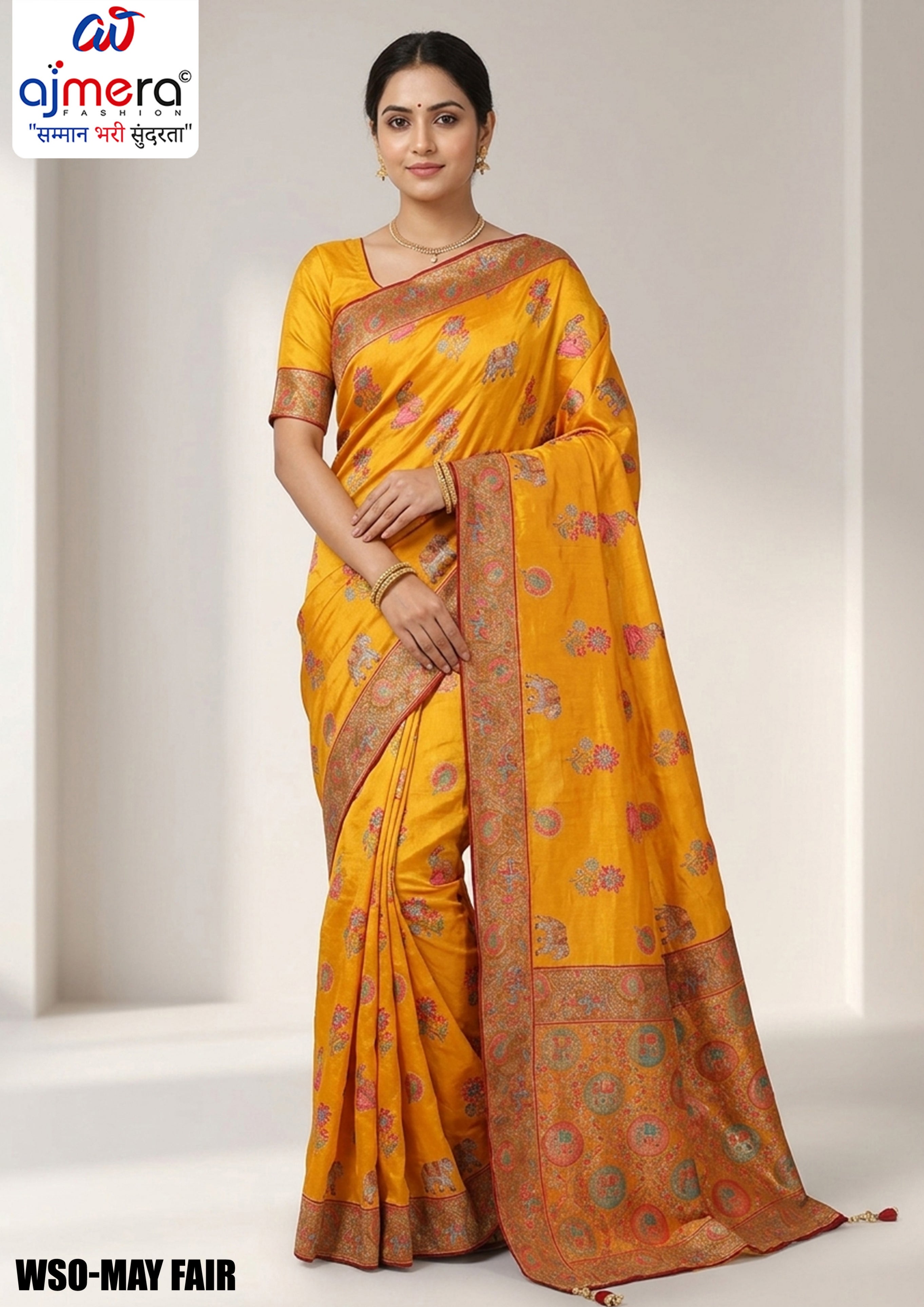 Silver Touch Jacquard Silk Saree With Blouse Piece | WSO-MAY FAIR