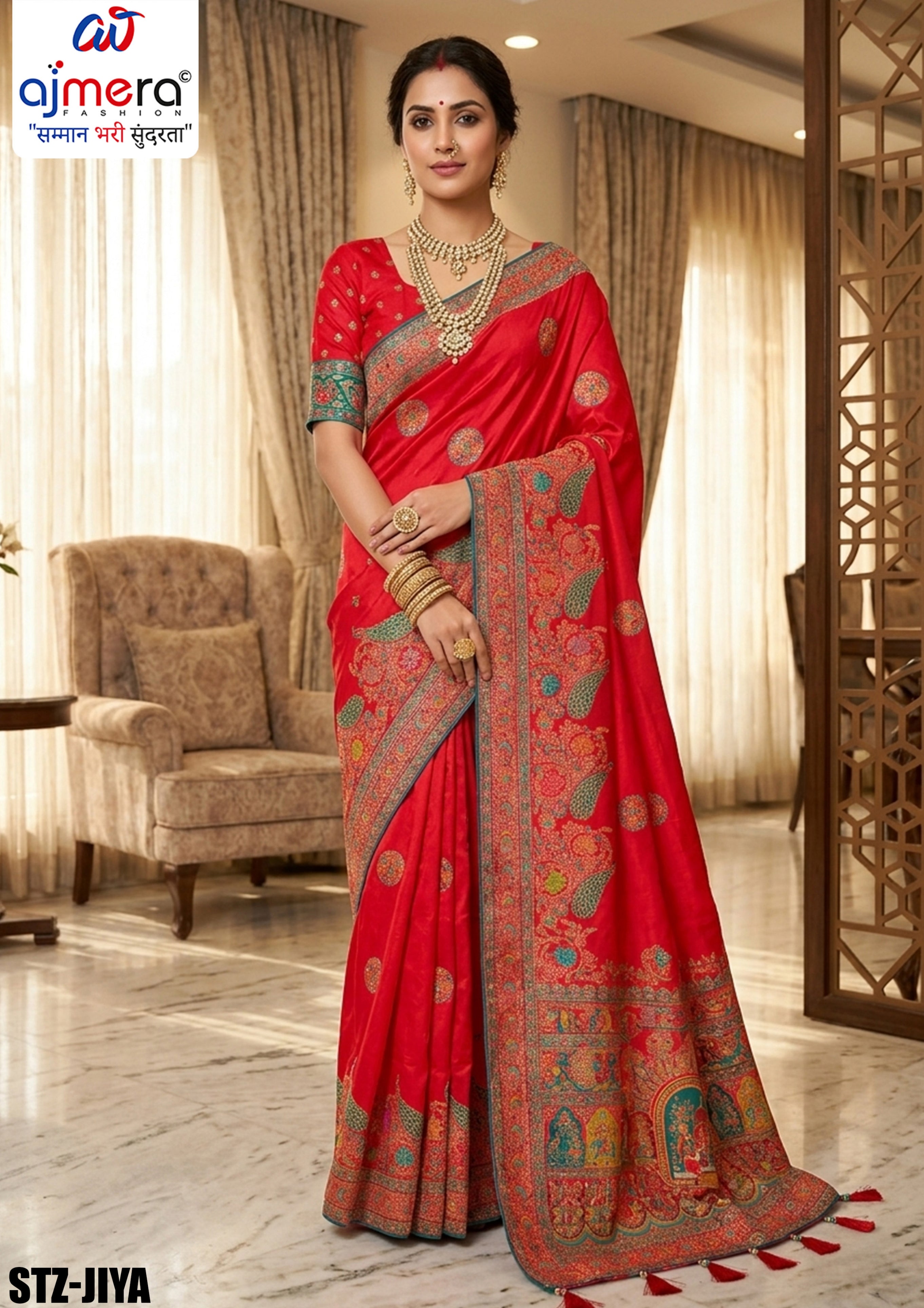 Artistic Texture Jacquard Silk Saree With Blouse Piece | STZ-JIYA