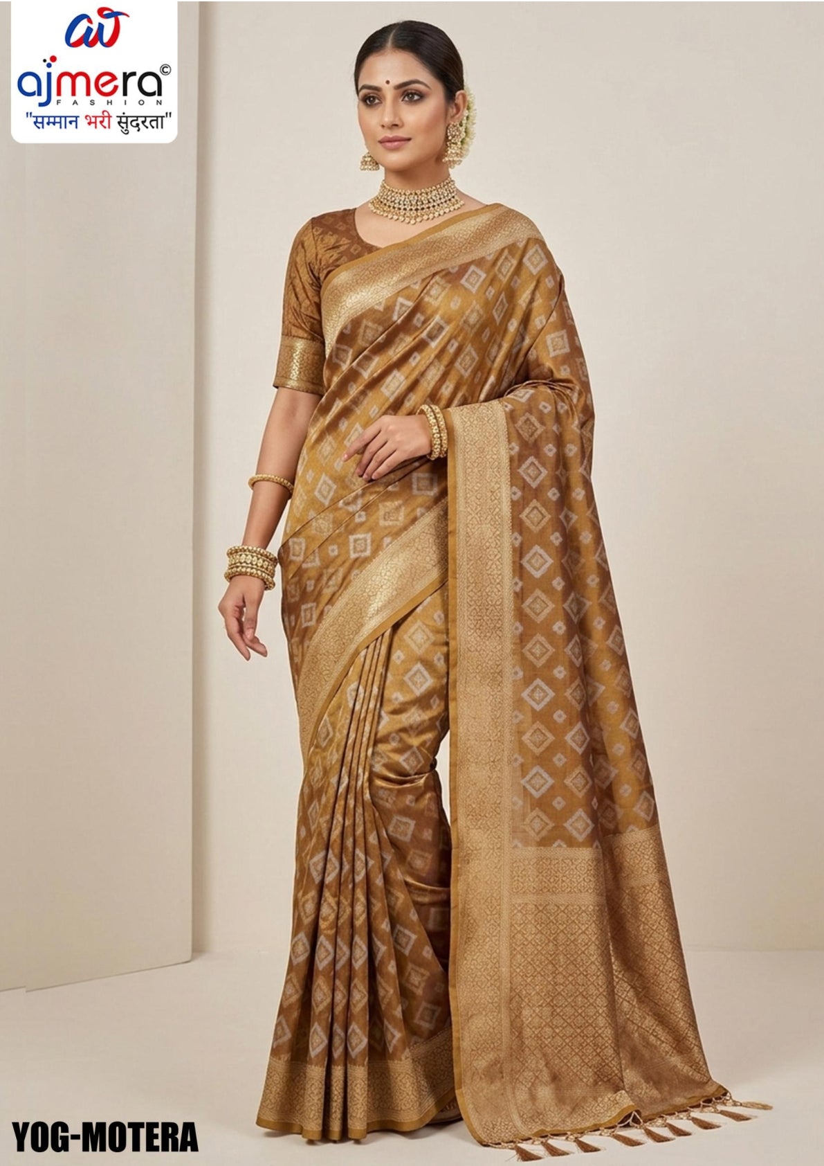 Premium Jacquard Silk Saree with Matching Blouse Piece for Ethnic Celebrations | YOG-MOTERA