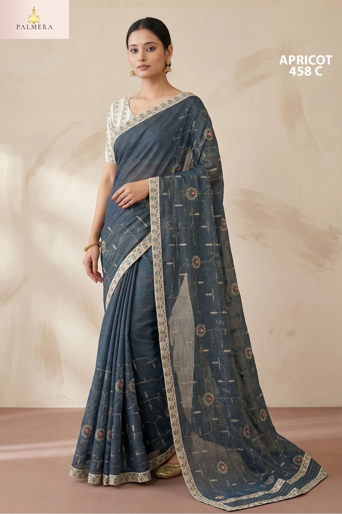 Apricot Khadi Saree with Blouse for Premium Ethnic and Designer Wear | ALL-APRICOT-458