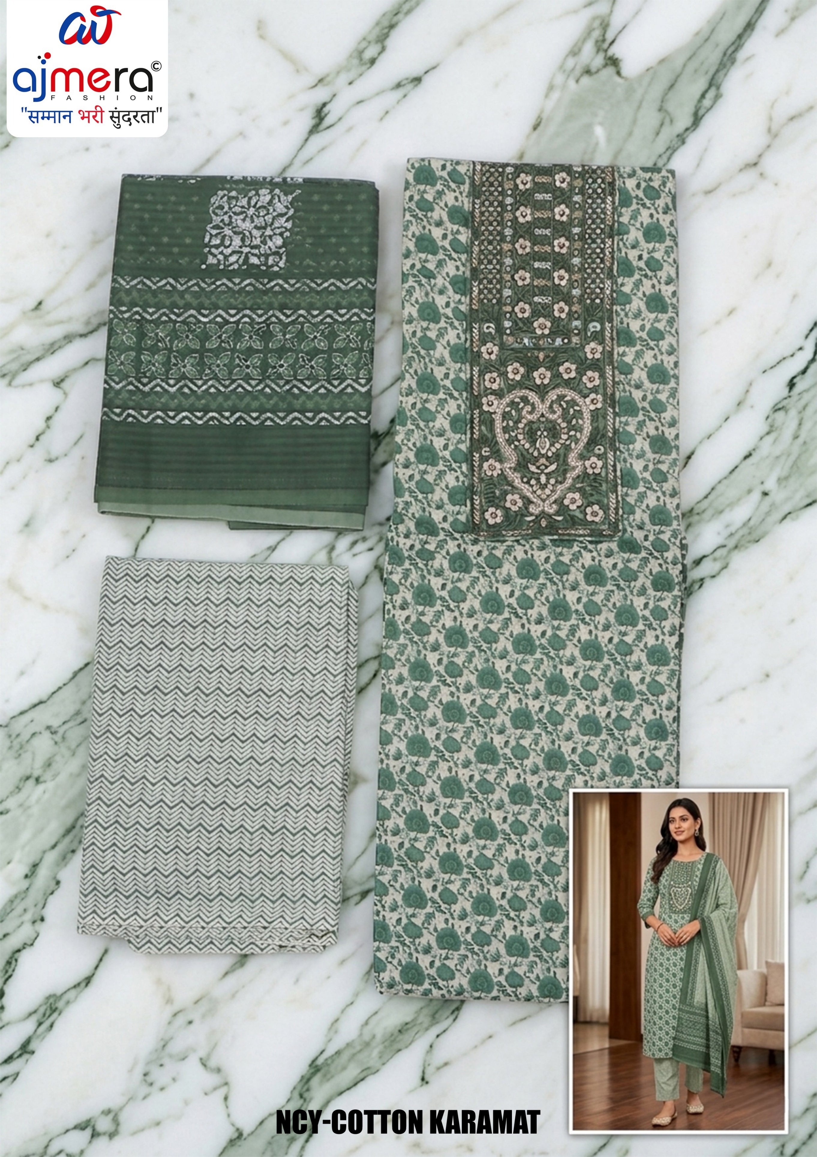 Premium Cotton Unstitched Suit Set | NCY-COTTON KARAMAT