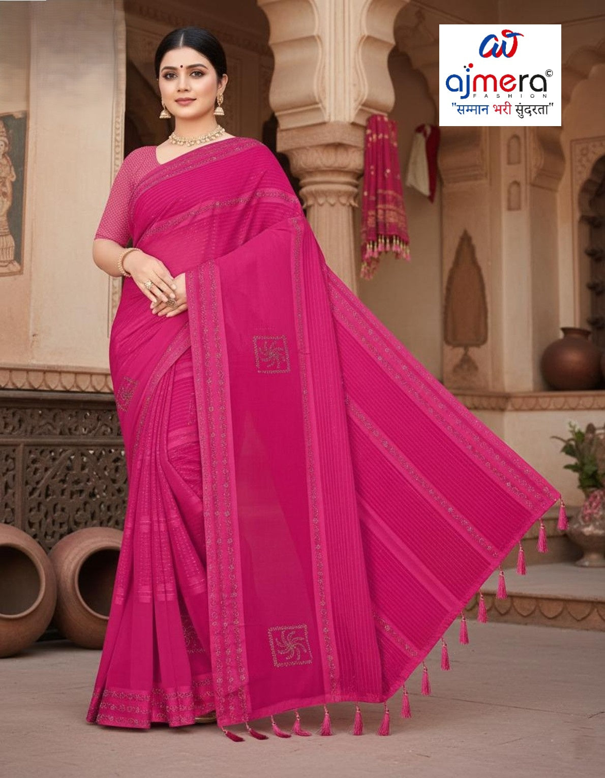 Dyed Matching Saree B2B Supplier with Blouse Piece for Premium Ethnic and Traditional Wear | RAL-CITY PALACE
