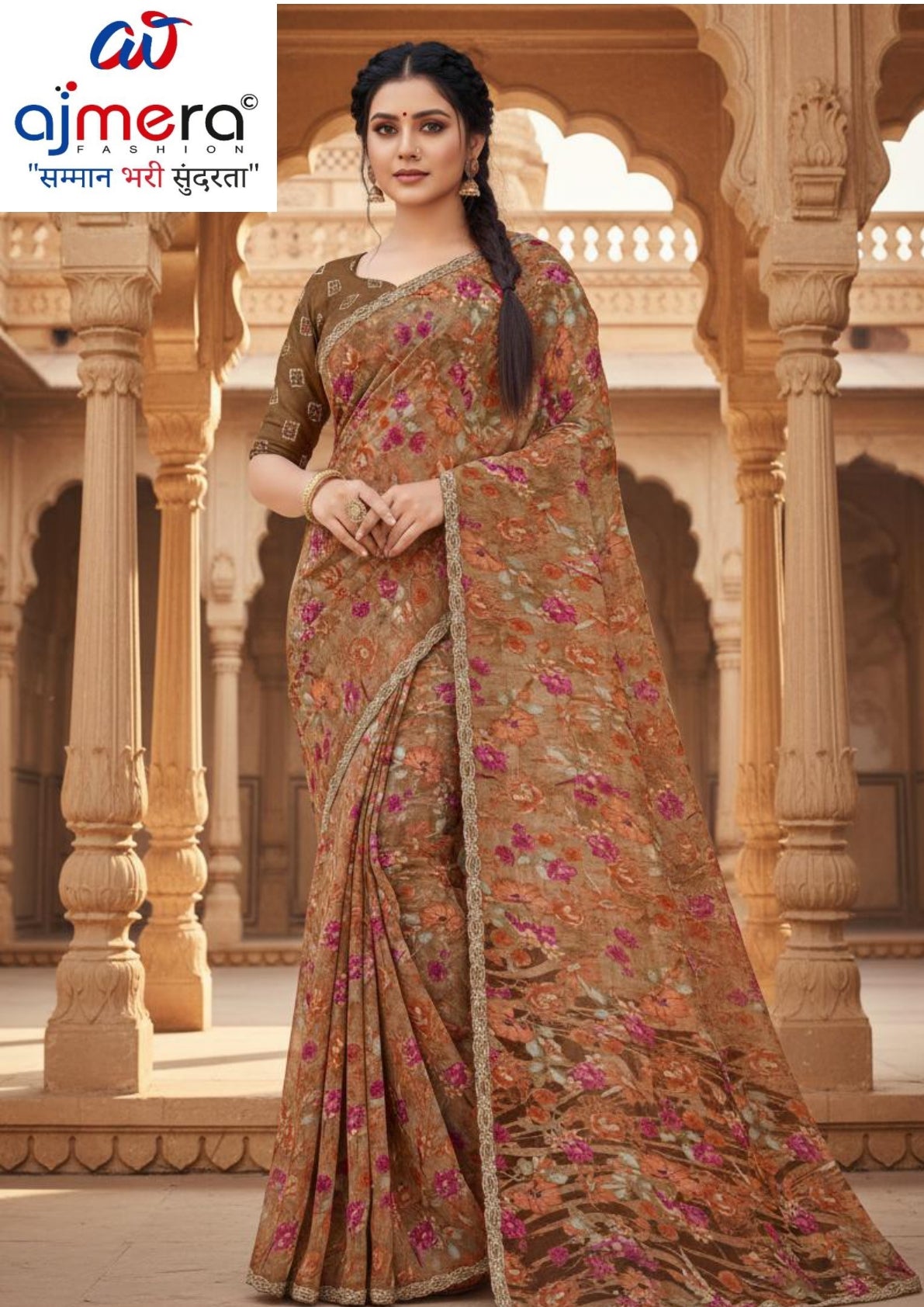 Chic Printed Saree with Blouse Piece for Sophisticated Ethnic Style | GLC-MANJU