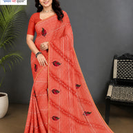 Premium Printed Saree with Matching Blouse Piece for Ethnic Elegance  | GPT-BIJLI-1