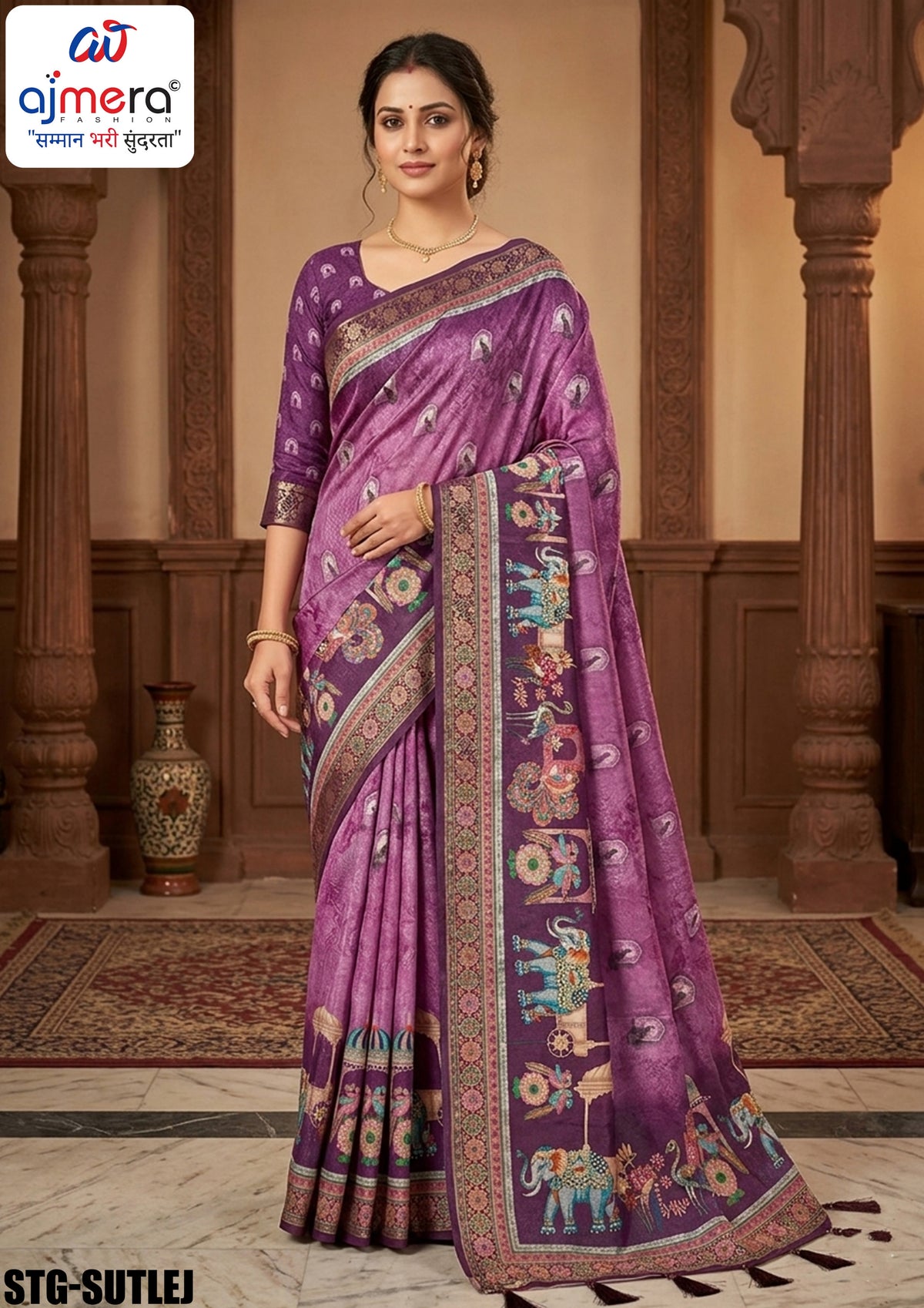 Digital Print Saree with Blouse Piece for Premium Ethnic and Traditional Wear | STG-SUTLEJ