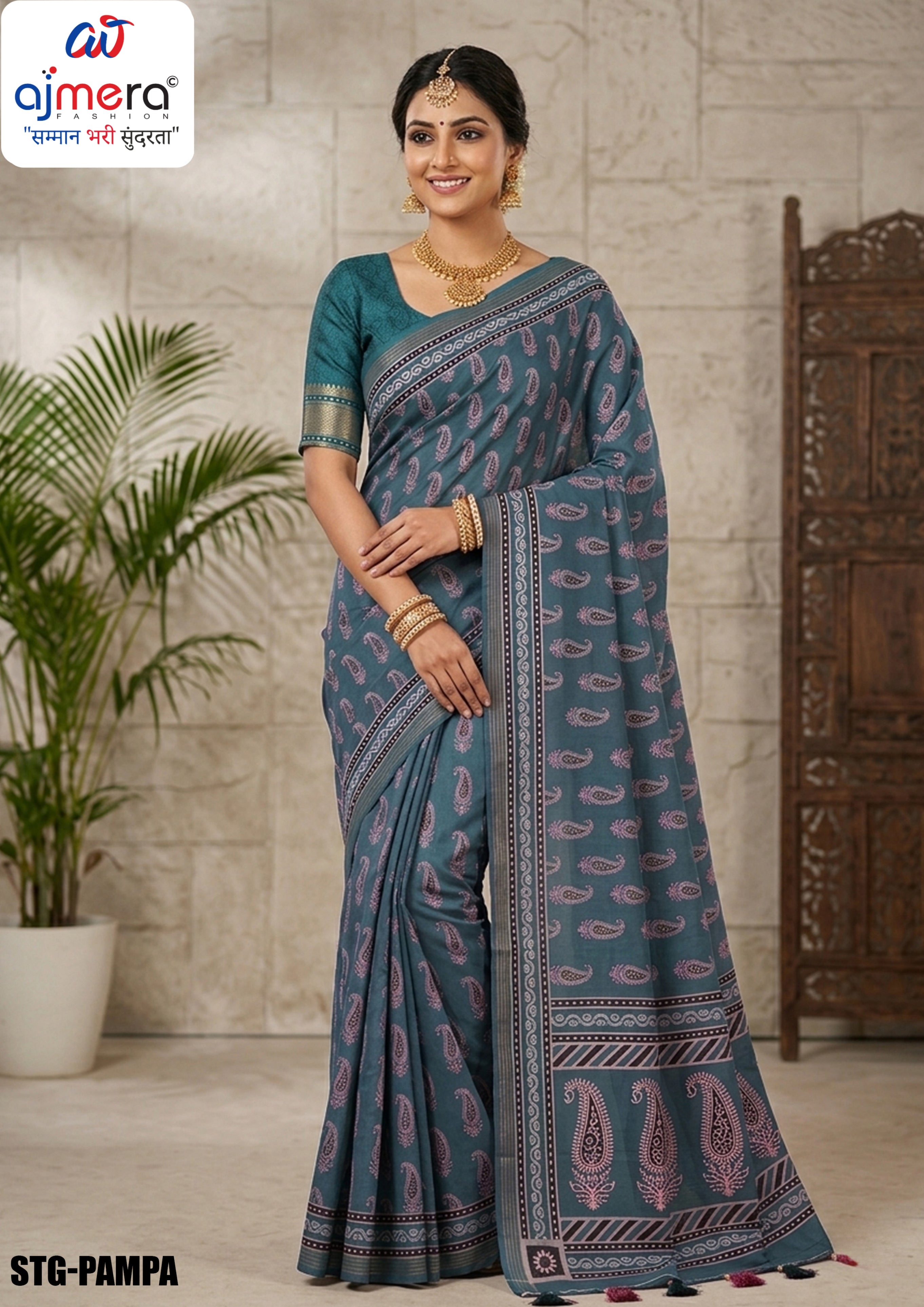 Digital Print Silk Saree with Blouse Piece for Premium Ethnic and Traditional Wear | STG-PAMPA