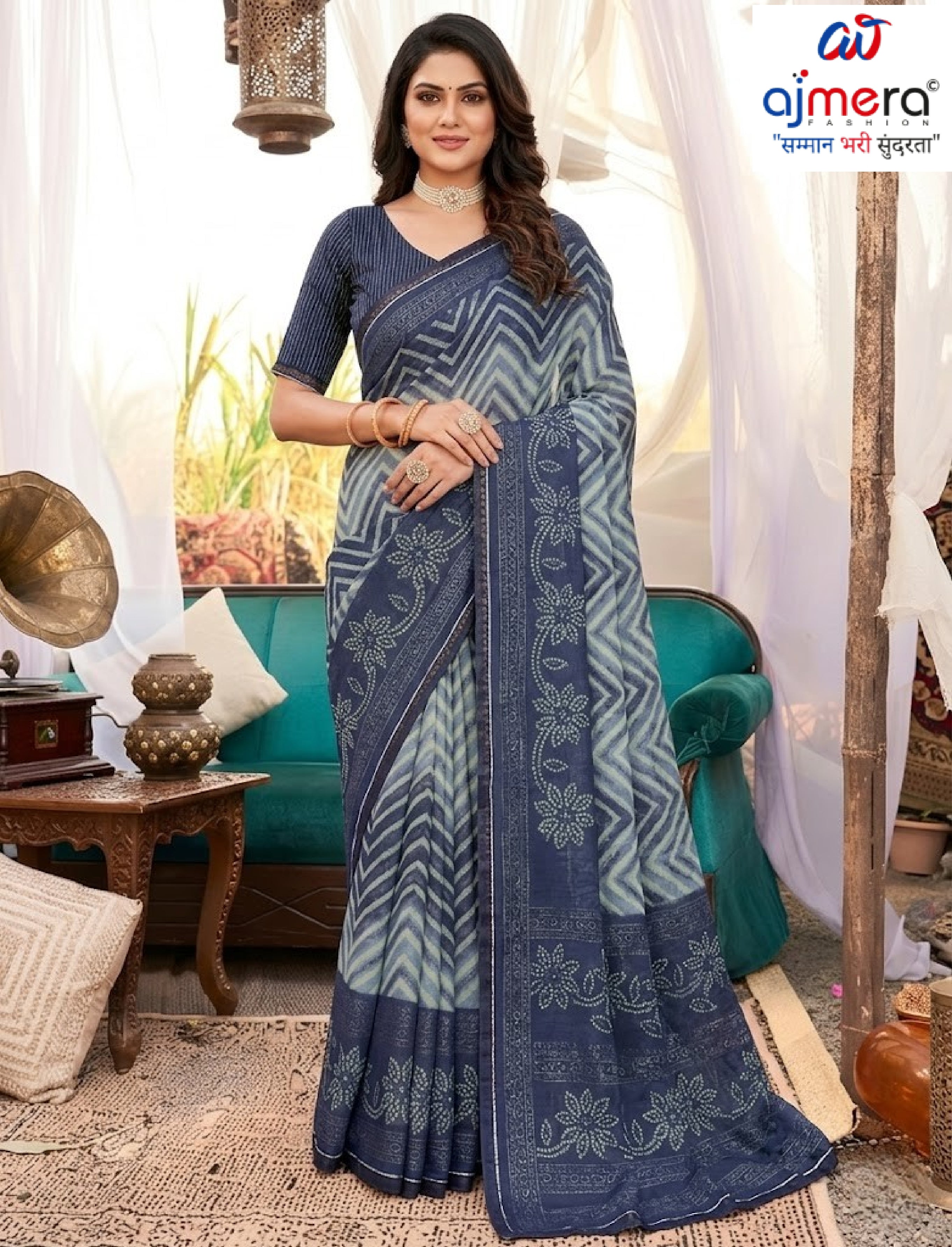Chic Printed Saree with Blouse Piece for Sophisticated Ethnic Style  | PRM-APARNA BHABHI
