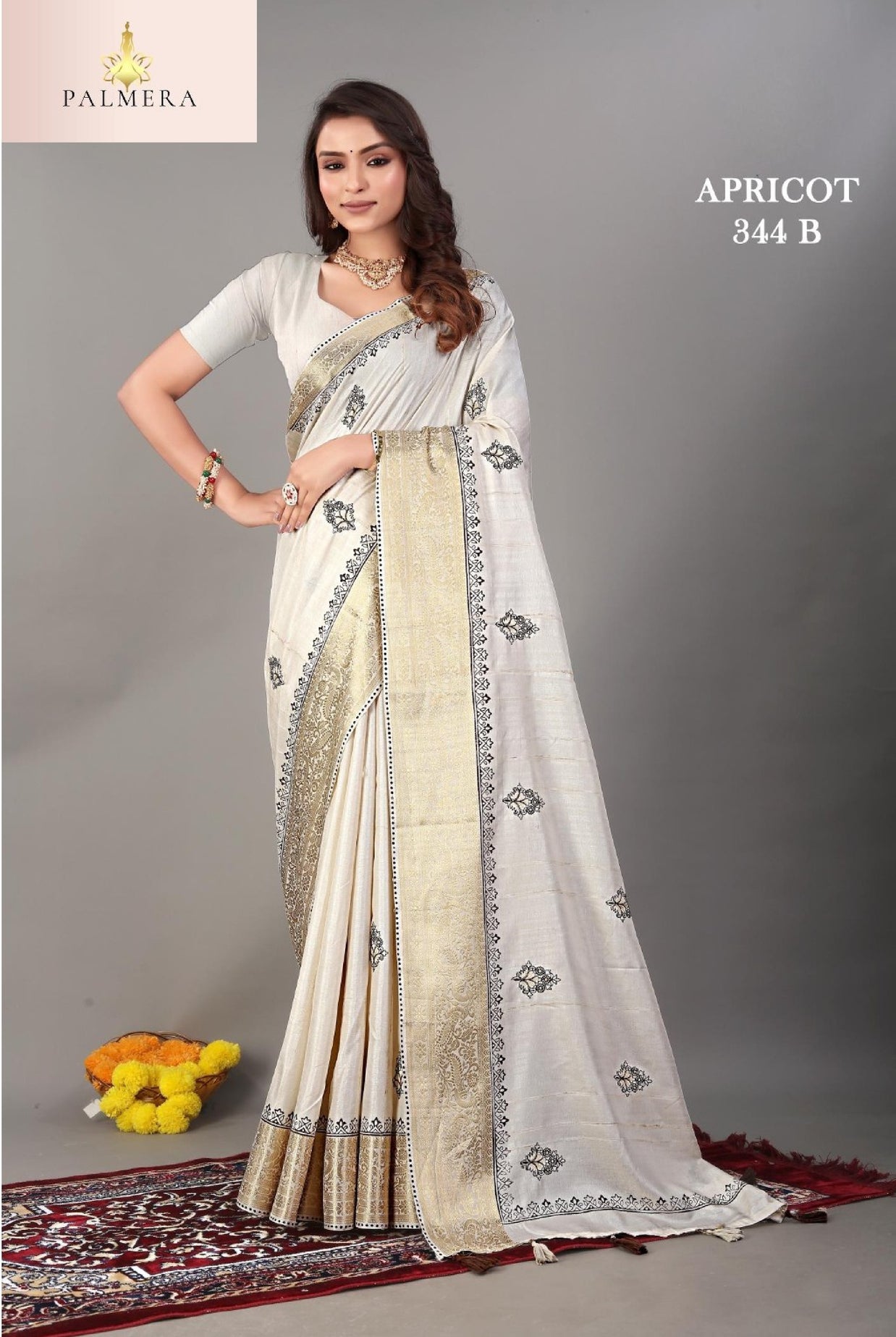 Apricot Linen Saree with Blouse for Premium Ethnic and Party Wear | ALL-APRICOT-344