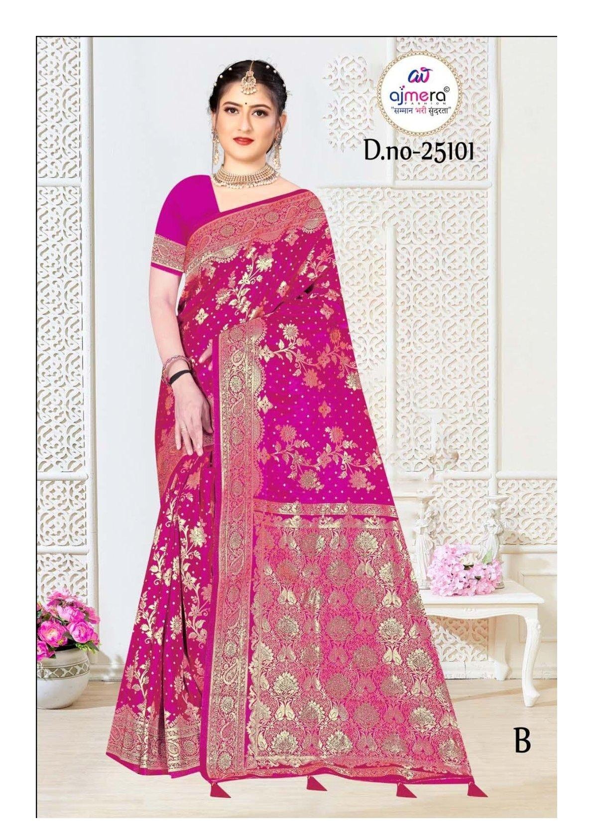 Elegant Jacquard Silk Saree with Designer Blouse Piece for Festive Elegance | MTE-25101