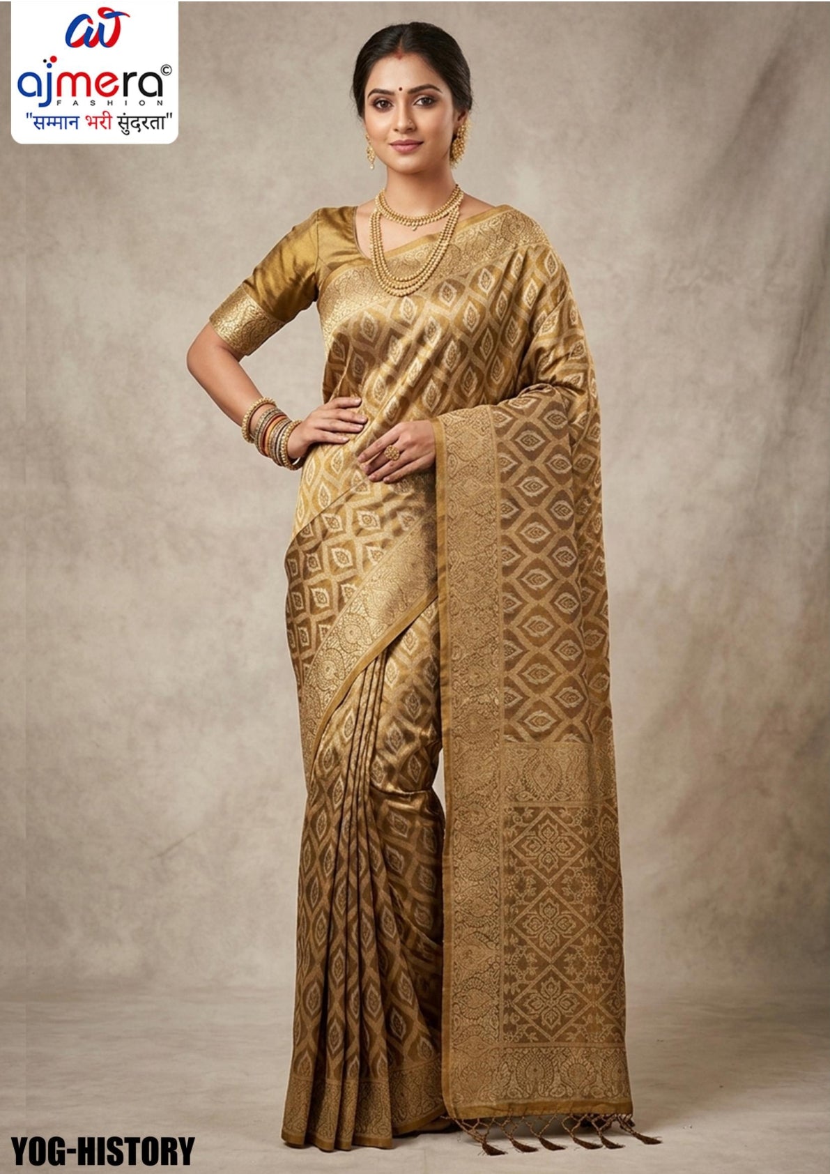 Elegant Jacquard Silk Saree with Designer Blouse Piece for Festive Elegance | YOG-HISTORY