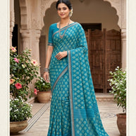 Designer Printed Saree with Blouse Piece for Special Occasions | SSR-SWETA