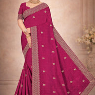 Party Wear Rapier Silk Matching Saree With Blouse Piece | VKM-KHAMAN DHOKLA