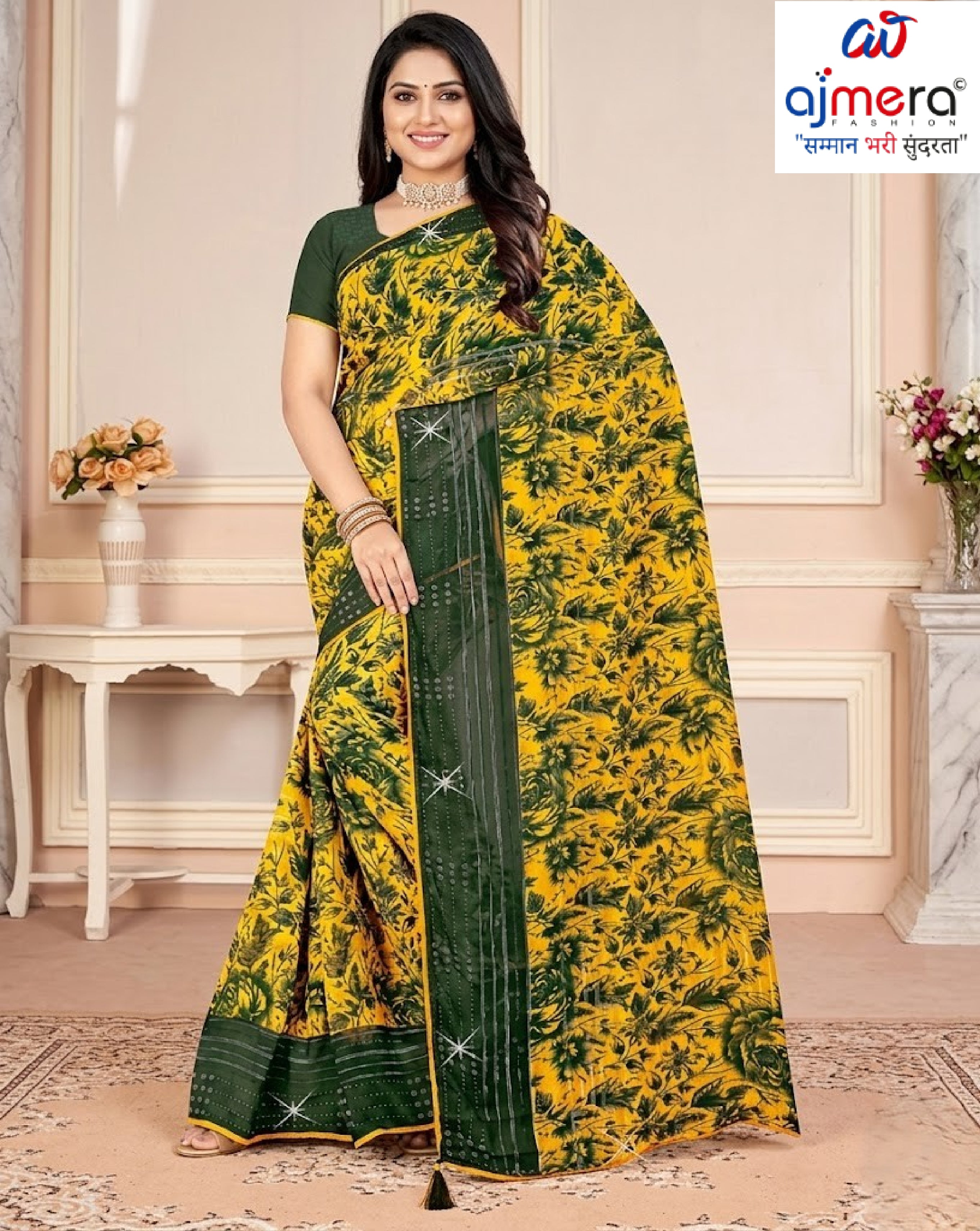 Graceful Printed Saree with Blouse Piece for Modern Ethnic Fashion  | CAS-BHAGYA SHREE