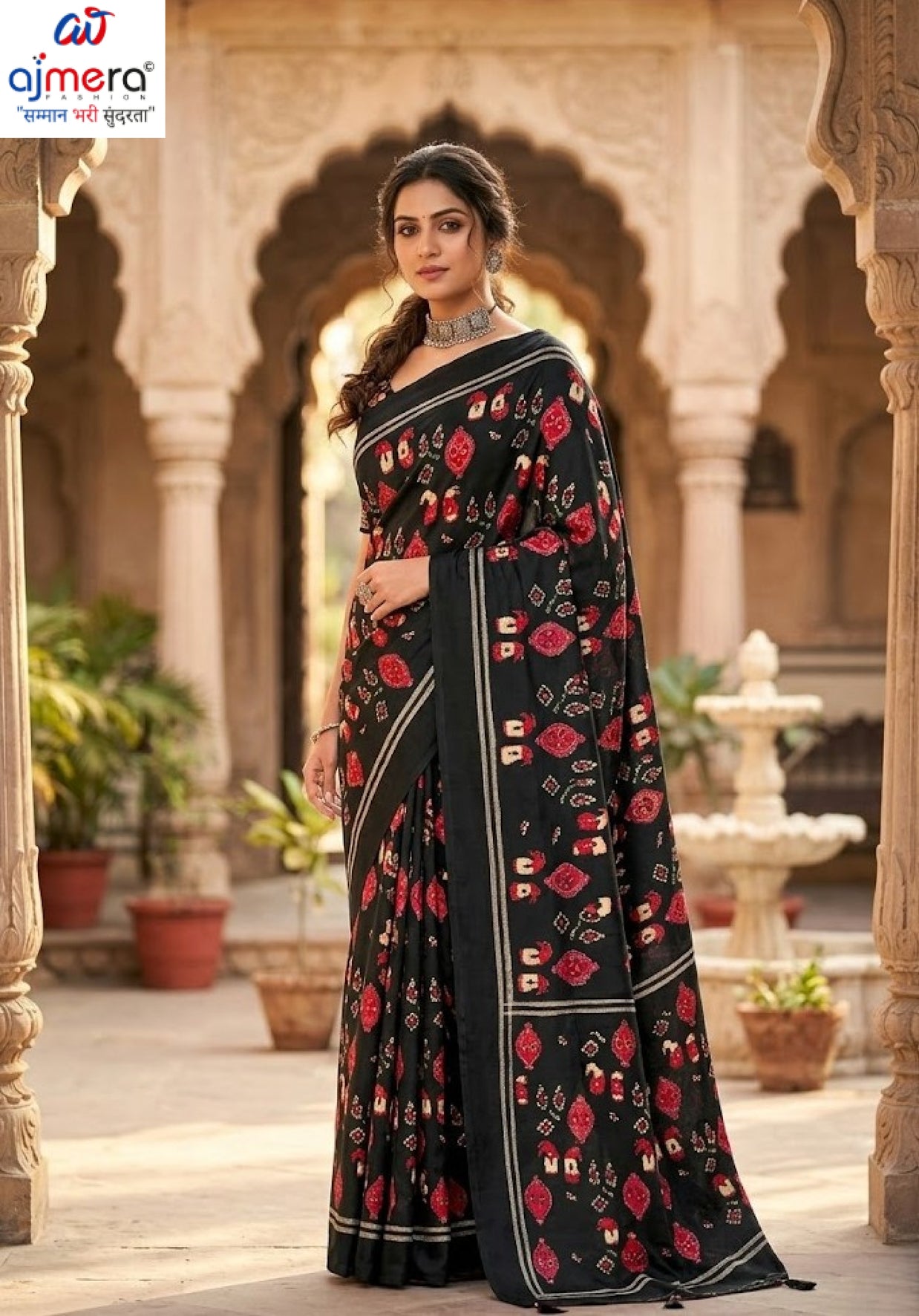 Premium Printed Saree with Matching Blouse Piece for Ethnic Elegance | SSR-MEDONA