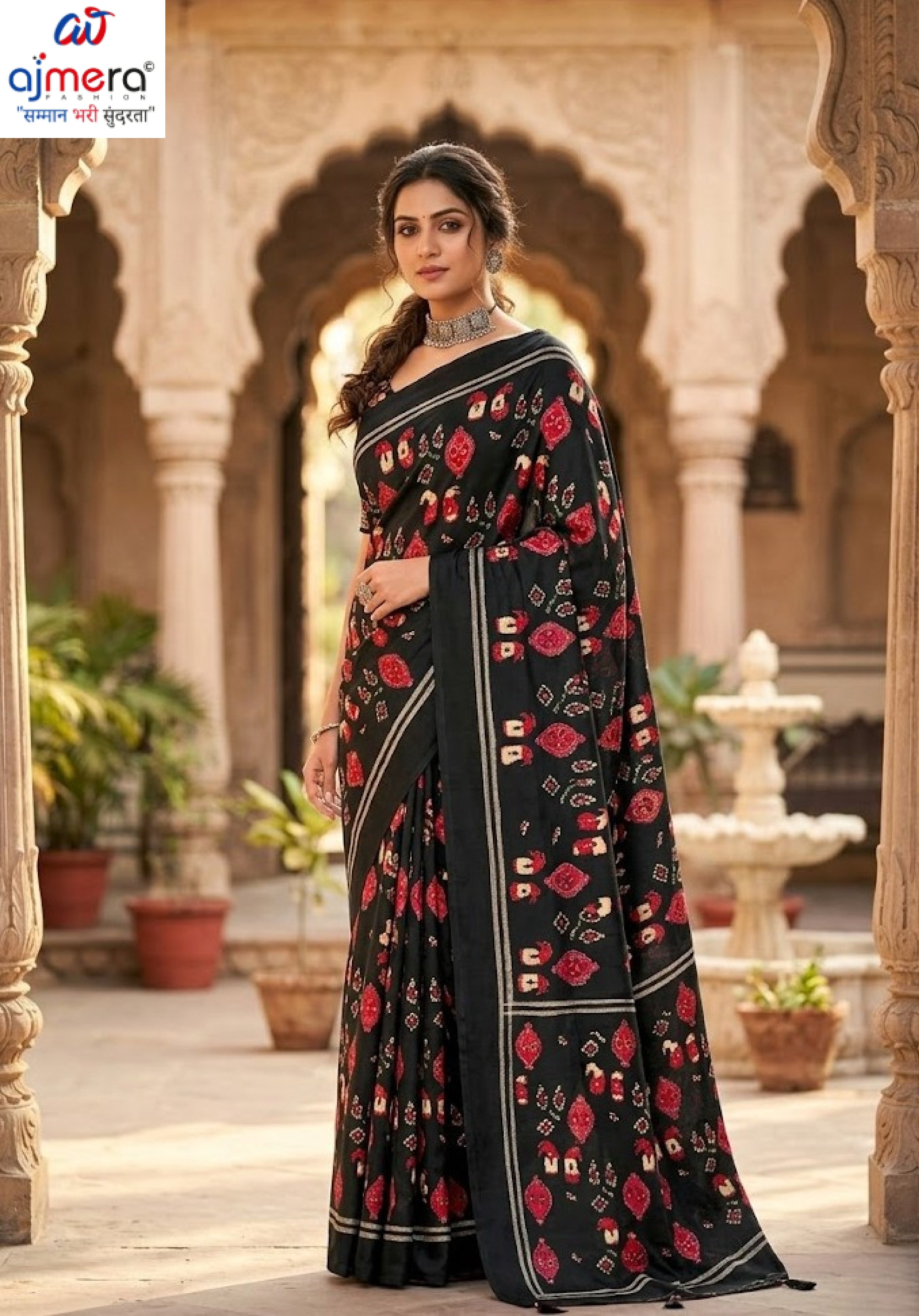 Premium Printed Saree with Matching Blouse Piece for Ethnic Elegance | SSR-MEDONA