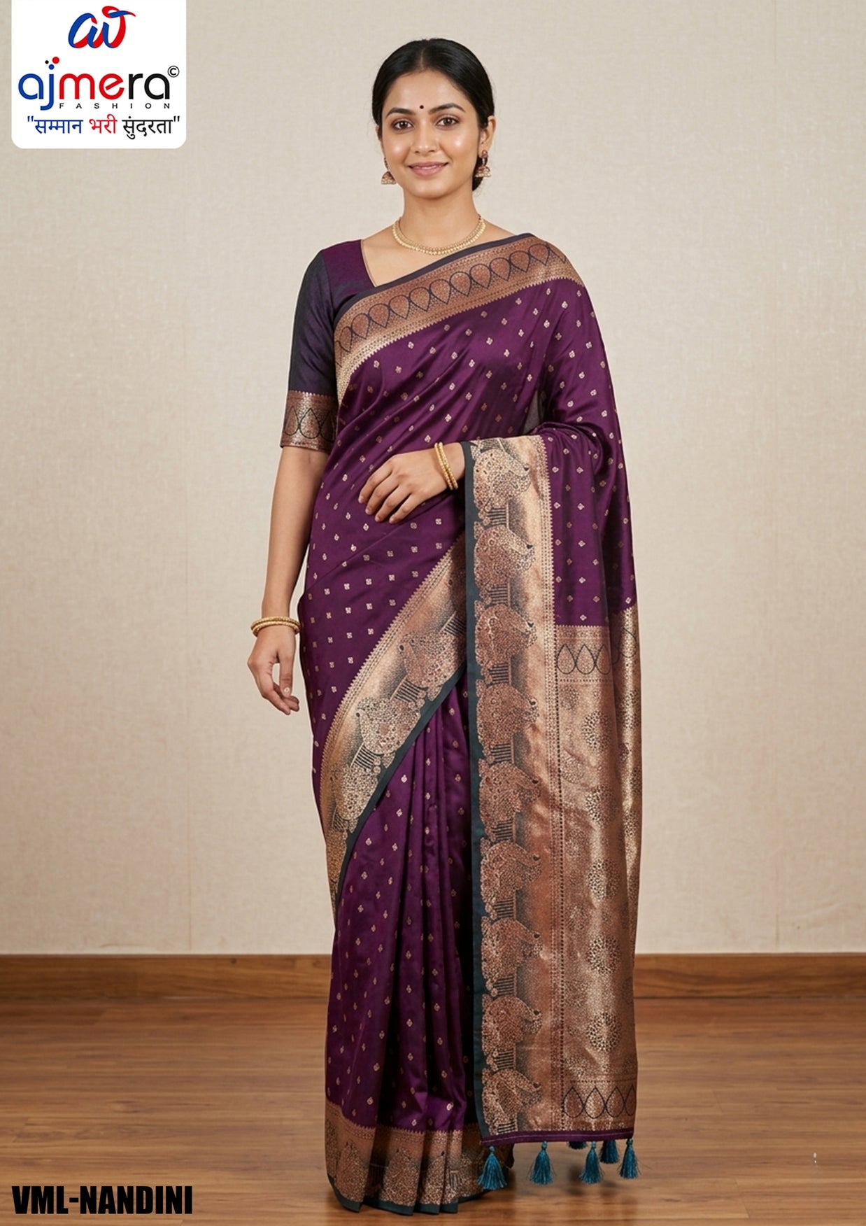 Weaving Jacquard Silk Saree With Blouse Piece | VML-NANDINI