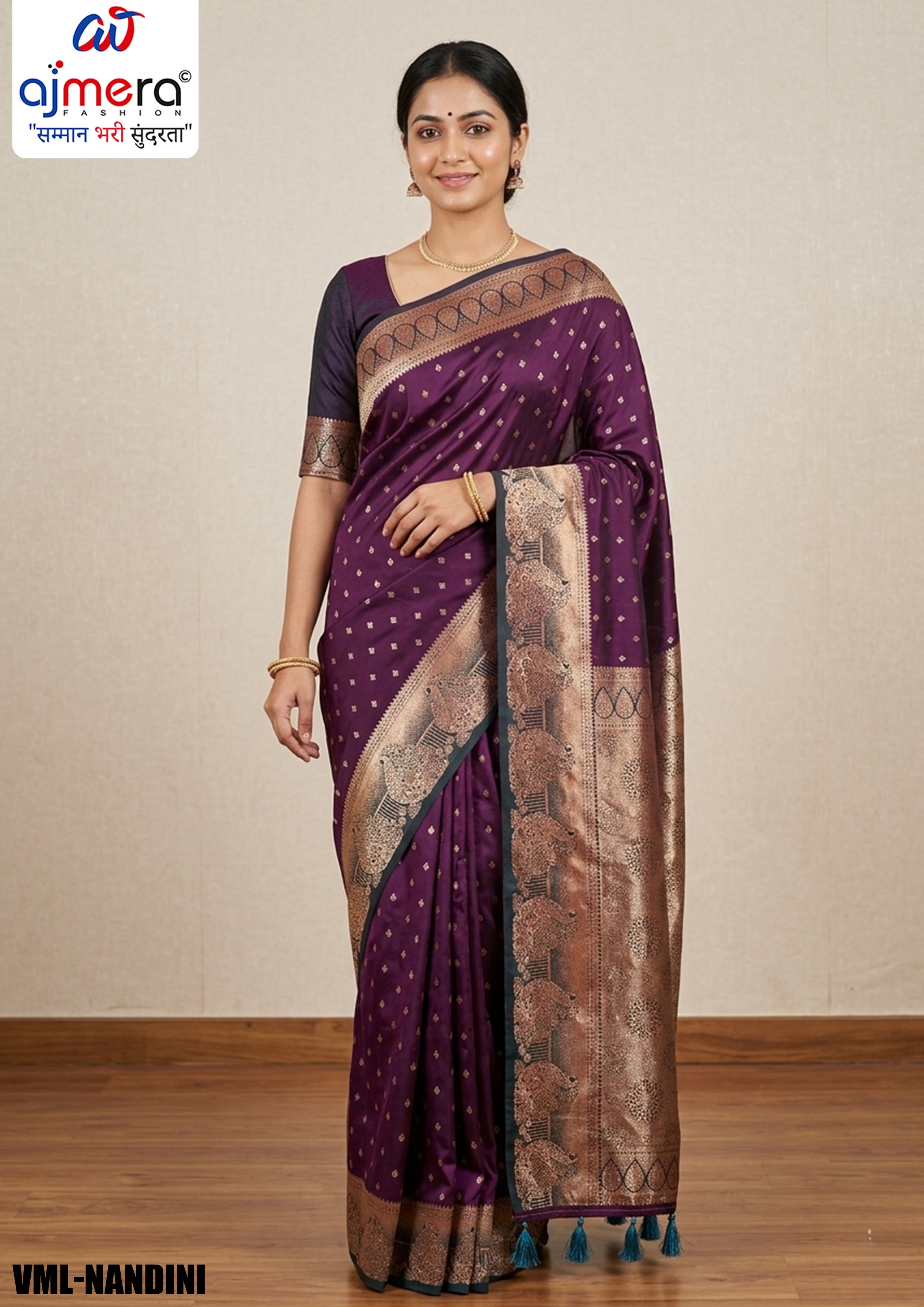 Weaving Jacquard Silk Saree With Blouse Piece | VML-NANDINI