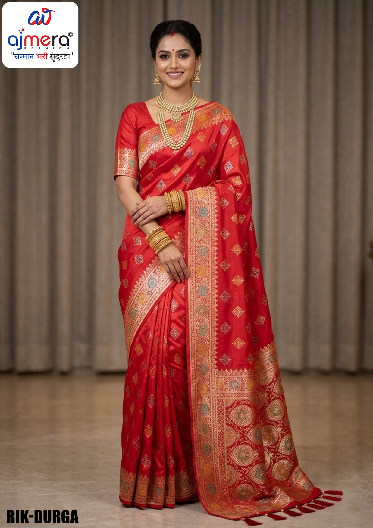 Classic Weave Jacquard Silk Saree With Blouse Piece | RIK-DURGA