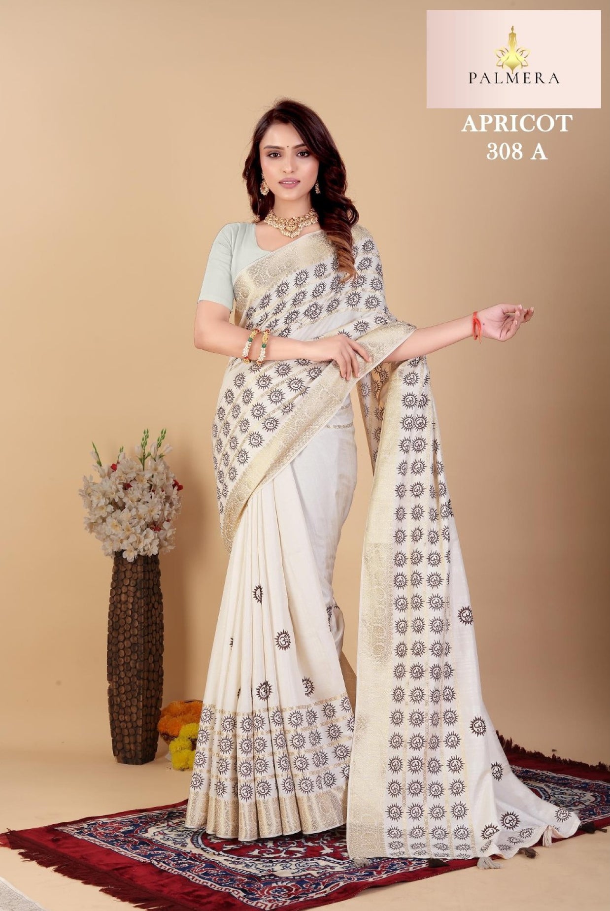 Apricot Linen Saree with Blouse for Premium Ethnic and Festive Wear | ALL-APRICOT-308