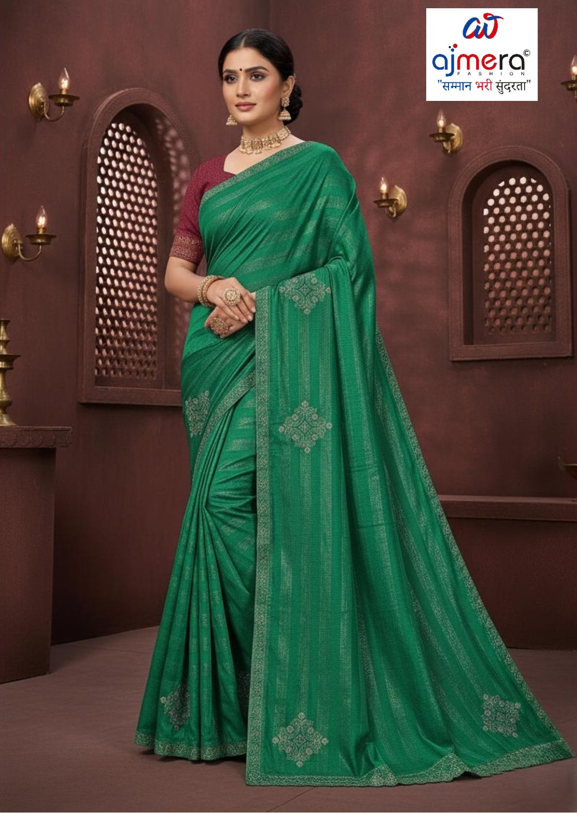 Rimzim Designer Dyed Matching Saree with Blouse Piece for Premium Ethnic and Traditional Wear | TIK-MOTU PATLU