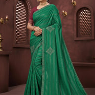 Rimzim Designer Dyed Matching Saree with Blouse Piece for Premium Ethnic and Traditional Wear | TIK-MOTU PATLU